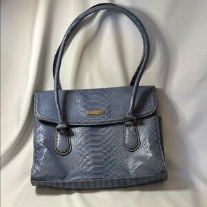 Vintage Liz Claiborne ~ Blue Faux Alligator Expandable Handbag